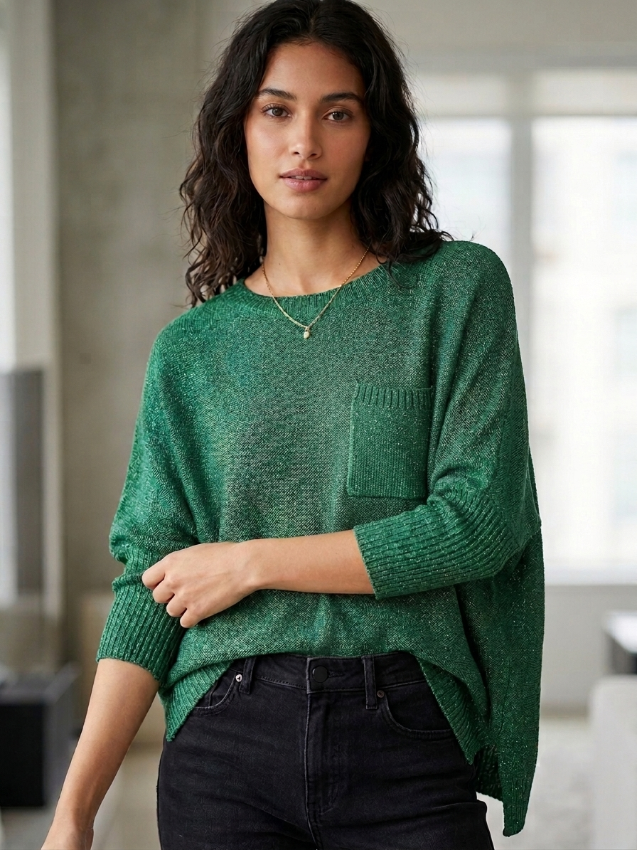 Zush Ladies Round Neck Asymmetrical Sweater