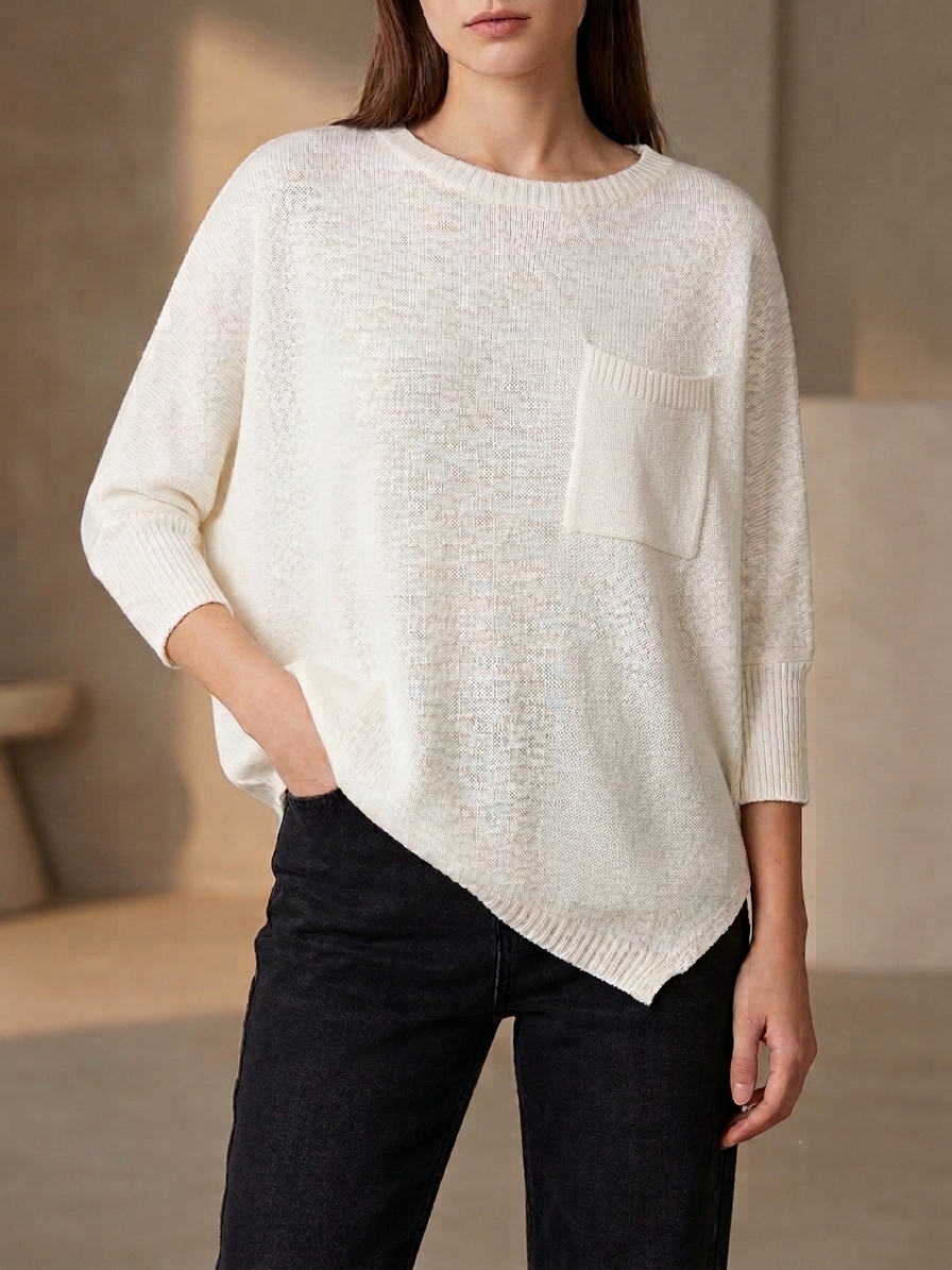 Zush Ladies Round Neck Asymmetrical Sweater