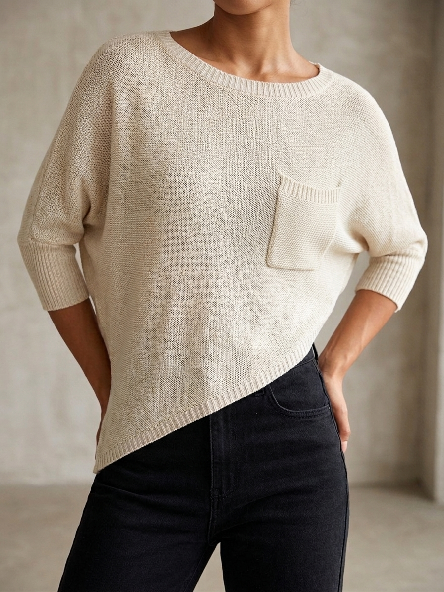 Zush Ladies Round Neck Asymmetrical Sweater