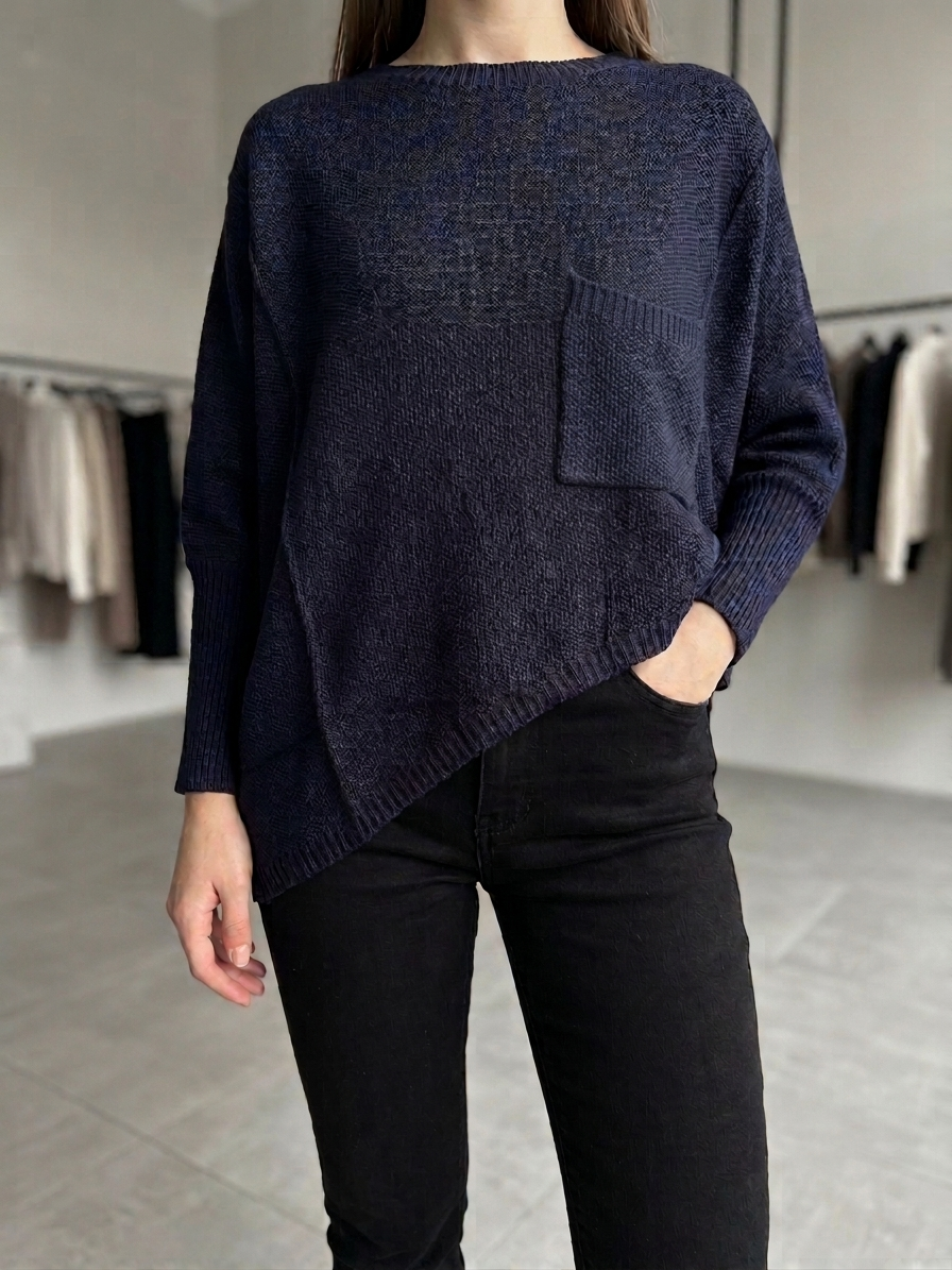 Zush Ladies Round Neck Asymmetrical Sweater