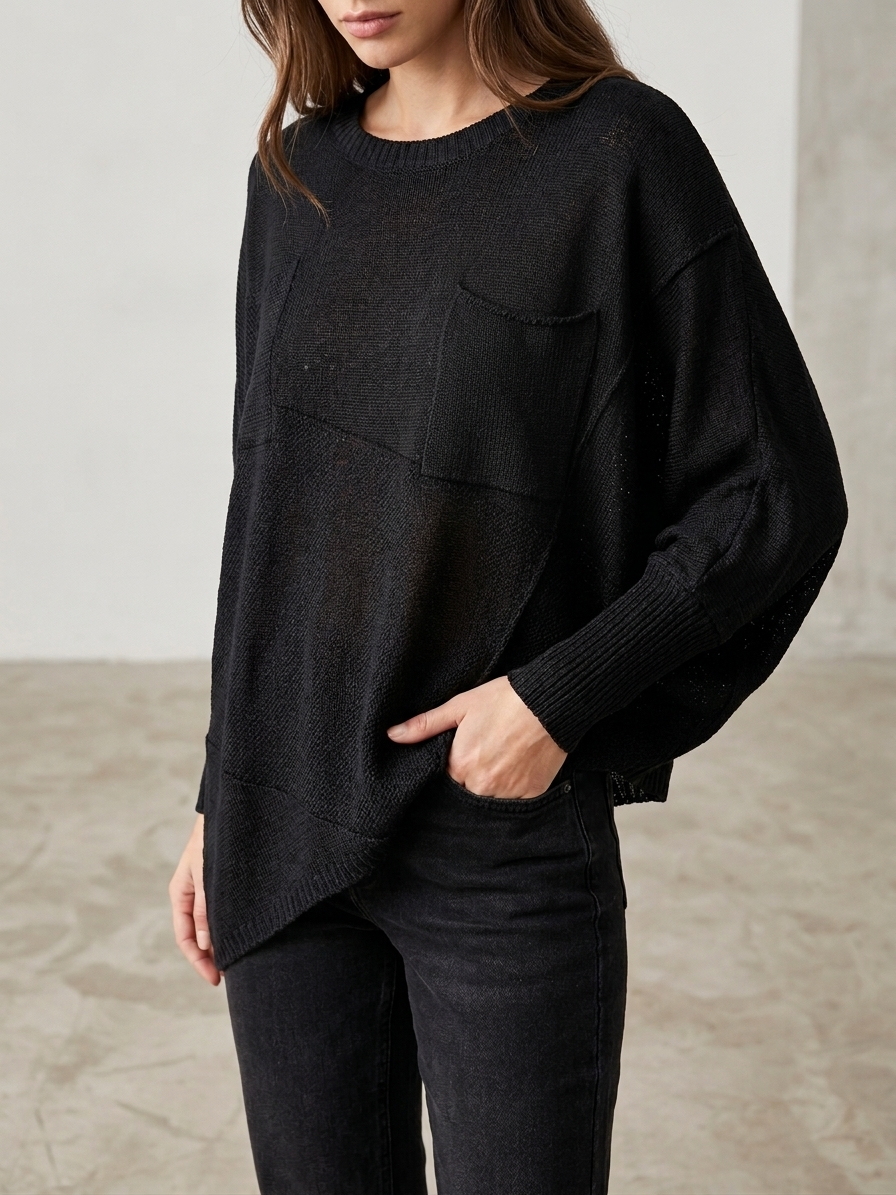 Zush Ladies Round Neck Asymmetrical Sweater