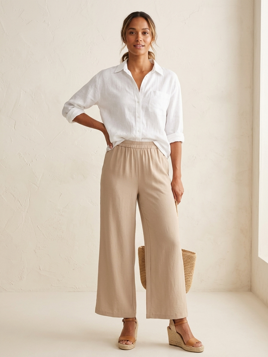 Zush Ladies Cotton Blend Wide-Leg Palazzo Pants