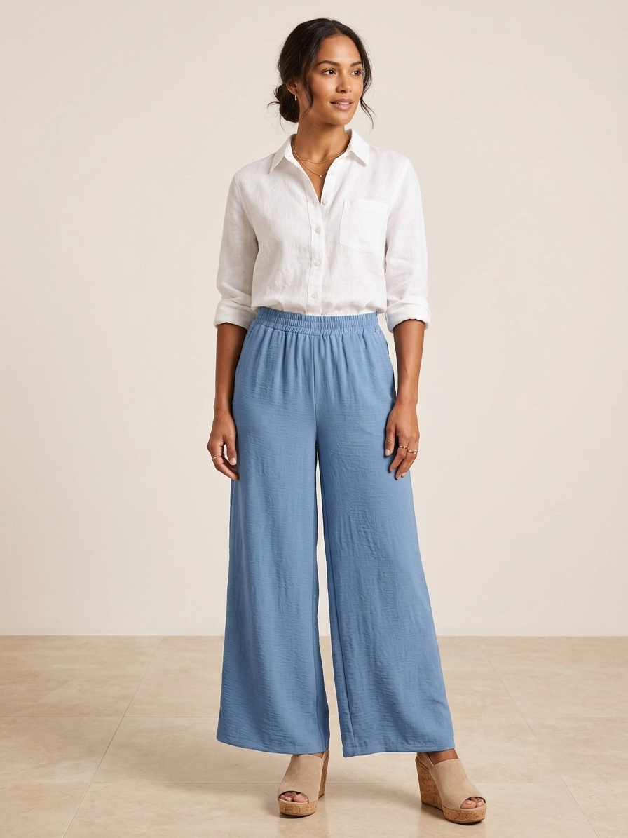 Zush Ladies Cotton Blend Wide-Leg Palazzo Pants