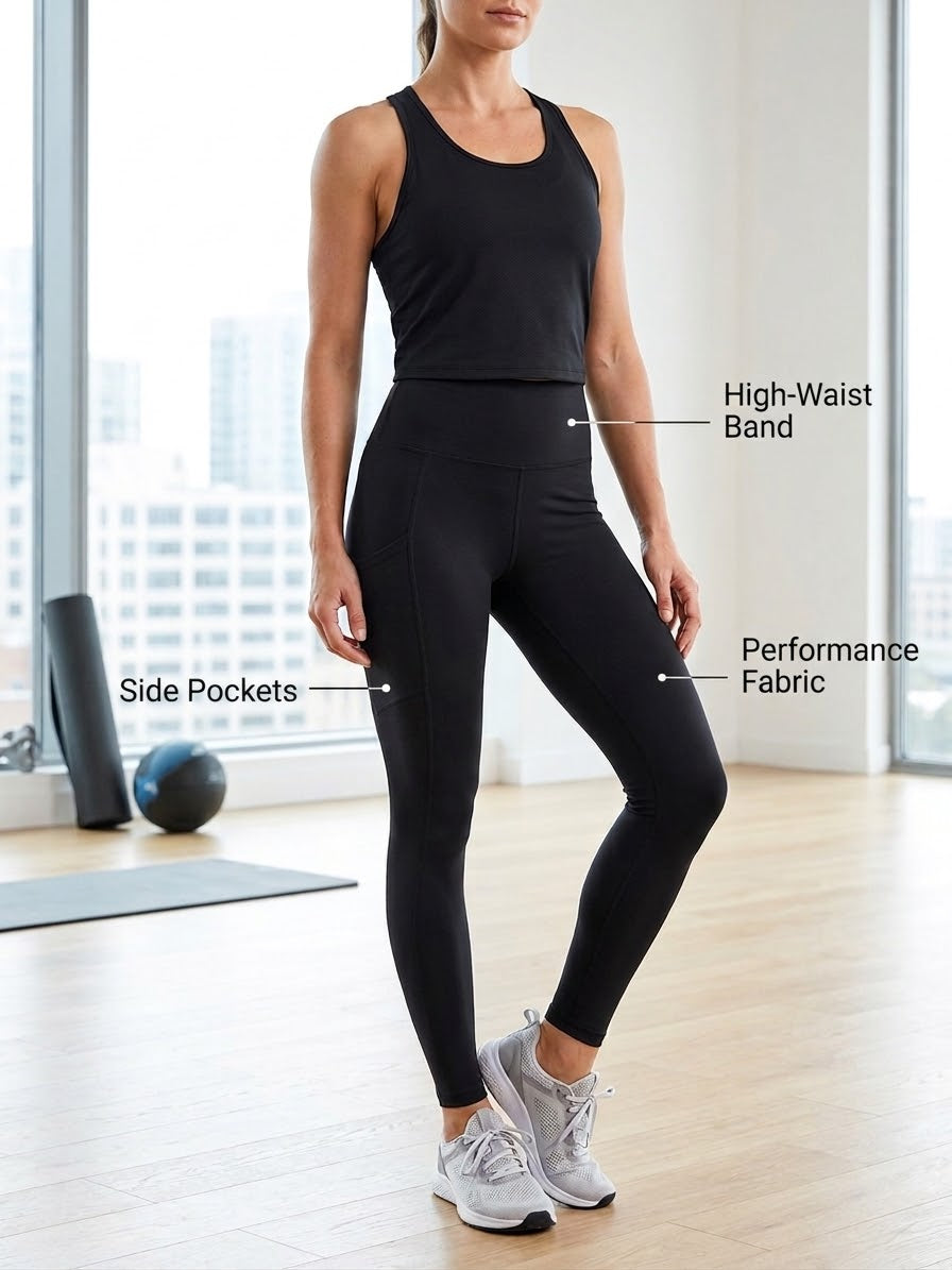 Zush Ladies High Waisted Athleisure Leggings with Pockets