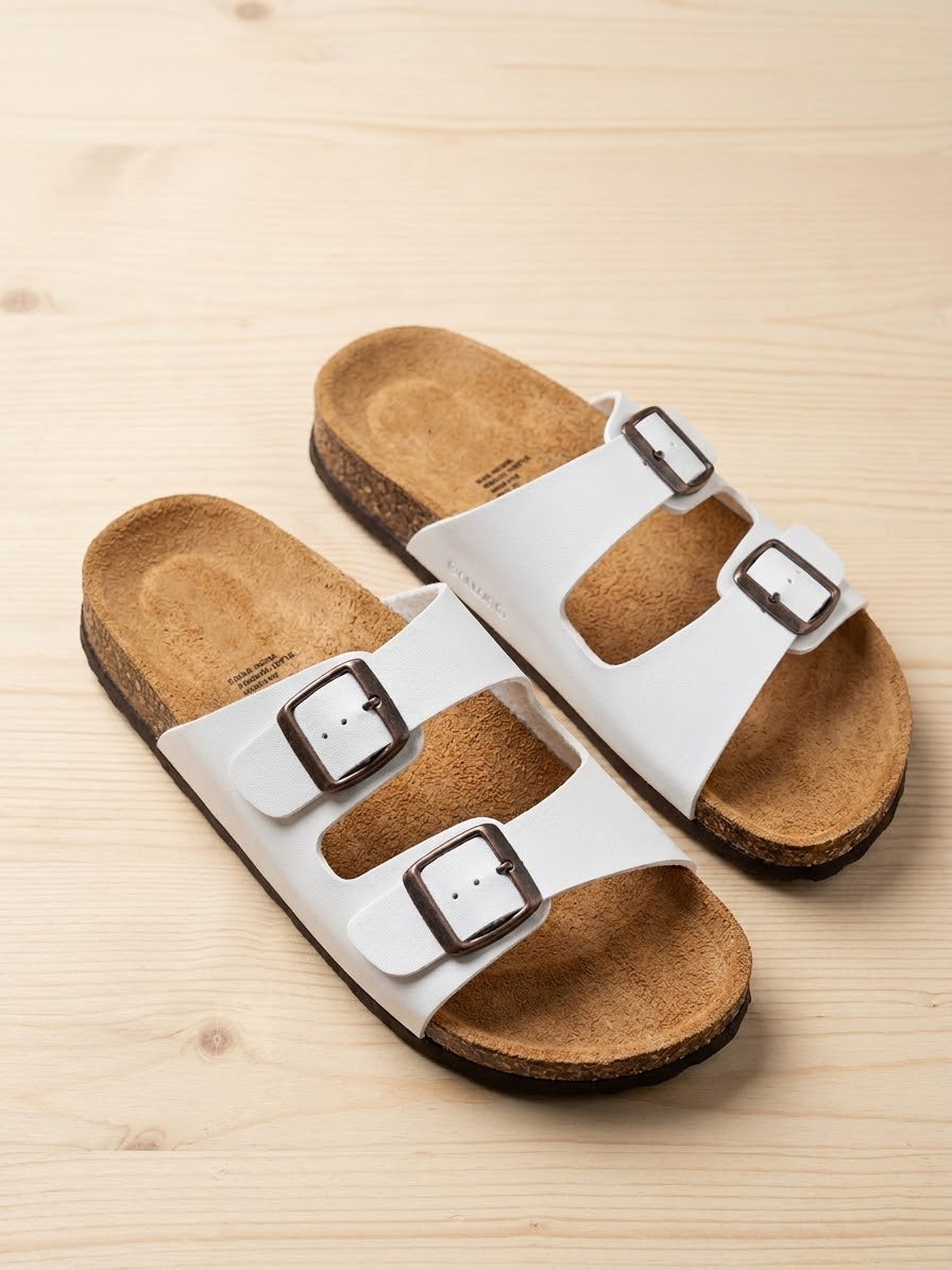 Easystride Ladies PU Leather Double Buckle Sandals