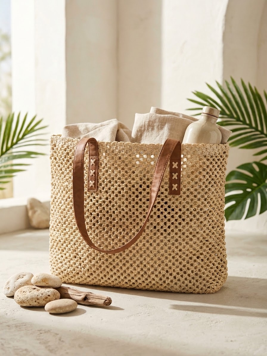 Summer Sun Beach Mesh Tote Bag