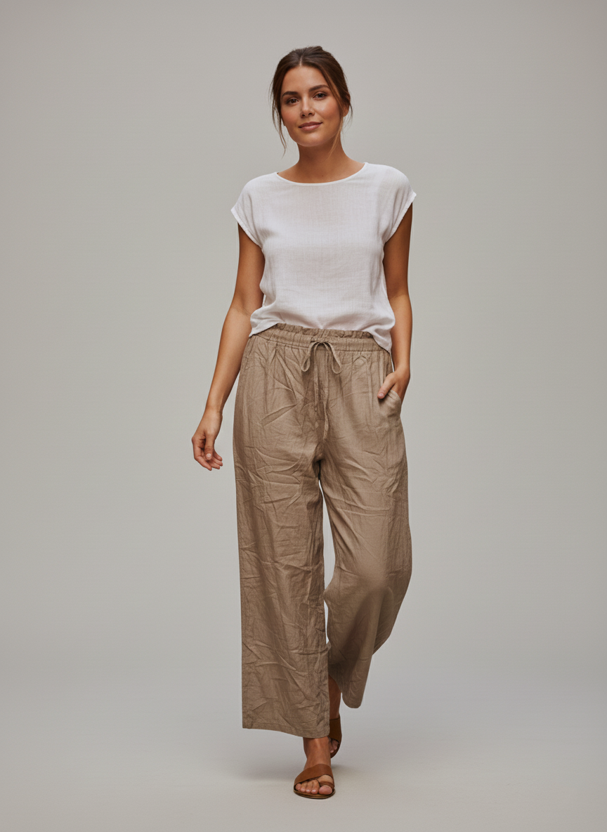 Zush Ladies Extra Wide Leg Linen Pants With Pockets
