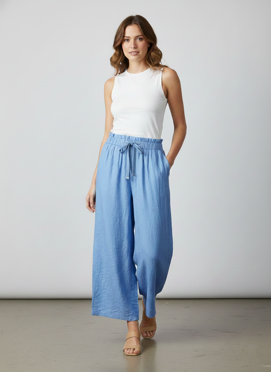Zush Ladies Extra Wide Leg Linen Pants With Pockets