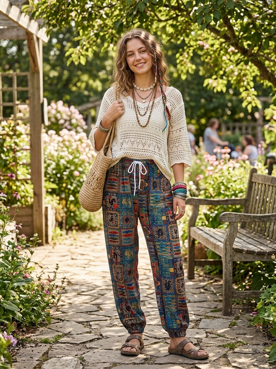 Zush Ladies Patterned Harem Hippie Pants with Pockets