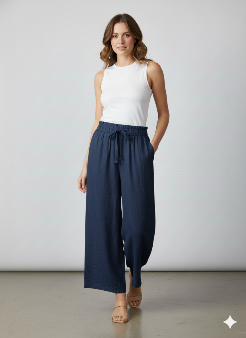 Zush Ladies Extra Wide Leg Linen Pants With Pockets