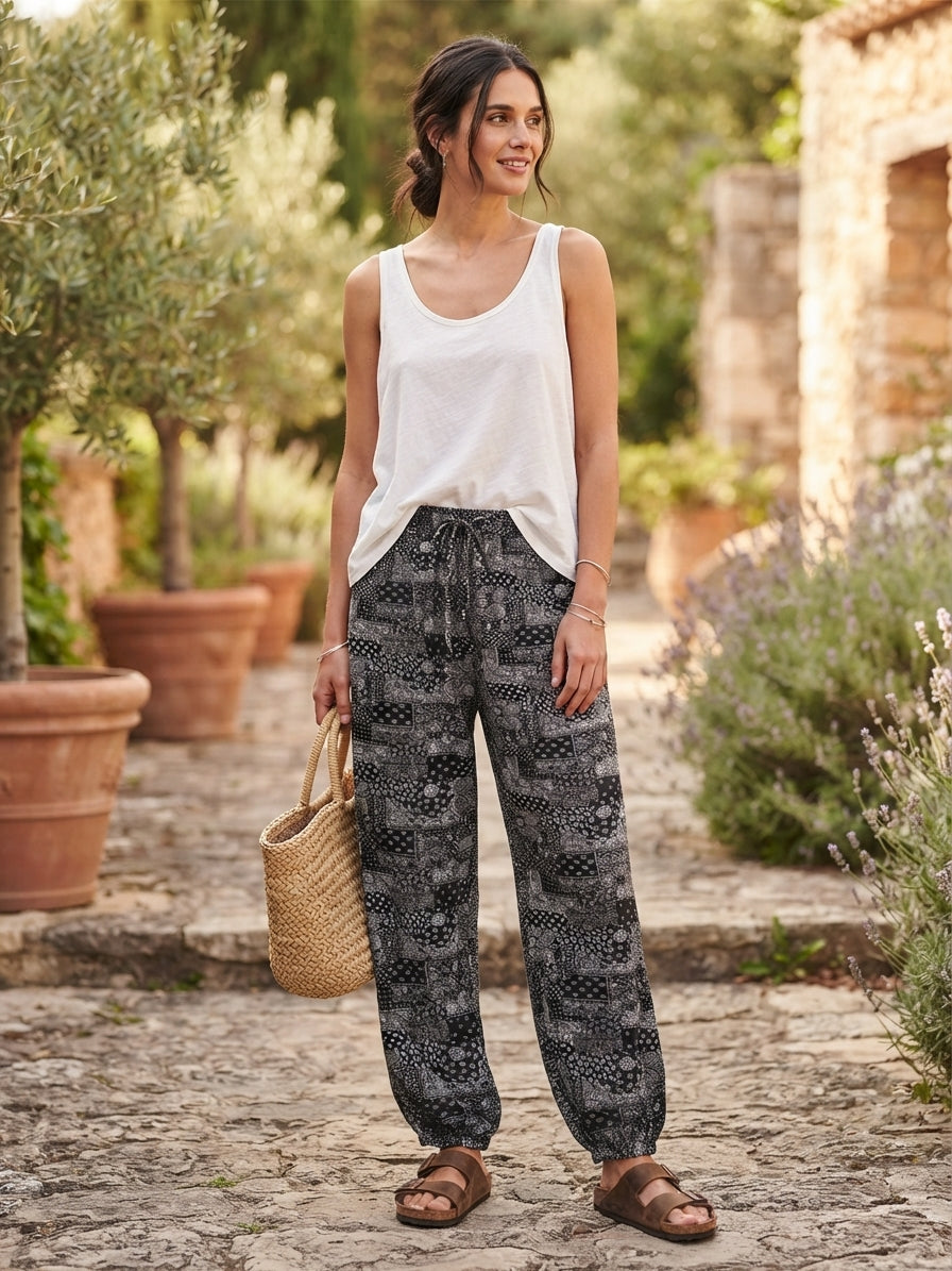 Zush Ladies Patterned Harem Hippie Pants with Pockets