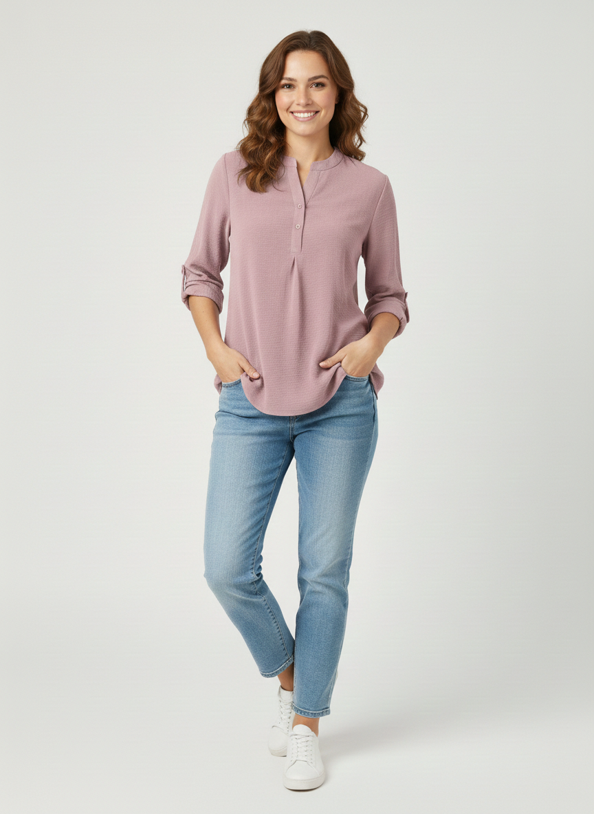 Zush Ladies Casual Linen Button-Down Blouse