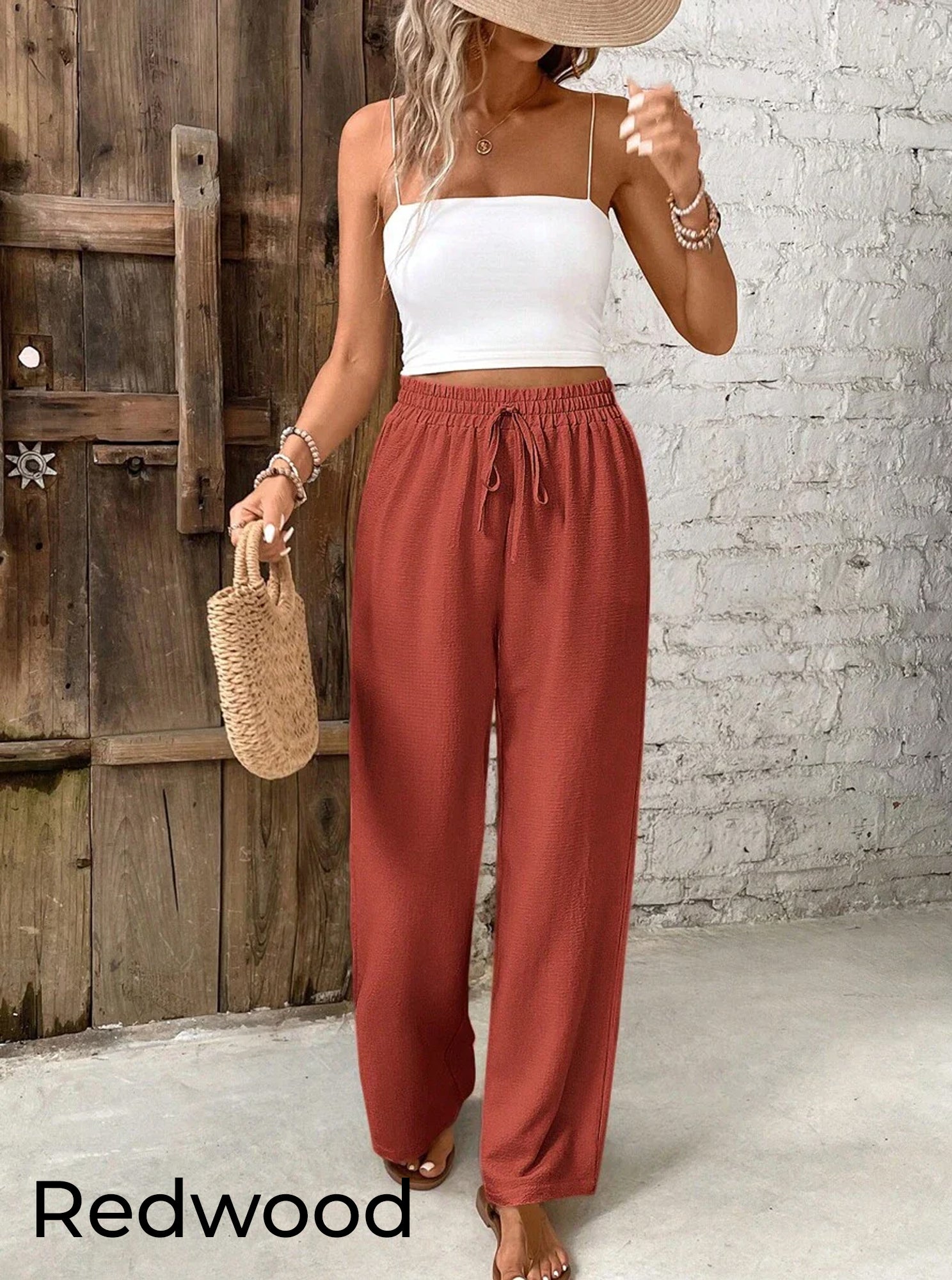 Zush Women's Cotton Linen Wide Leg Flowy Pants with pockets
