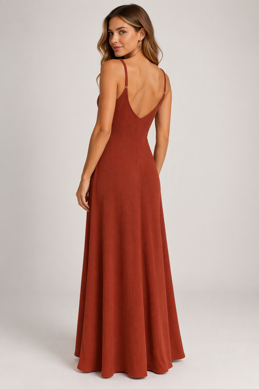 Zush Ladies Textured Sleeveless Spaghetti Maxi Cami Dress