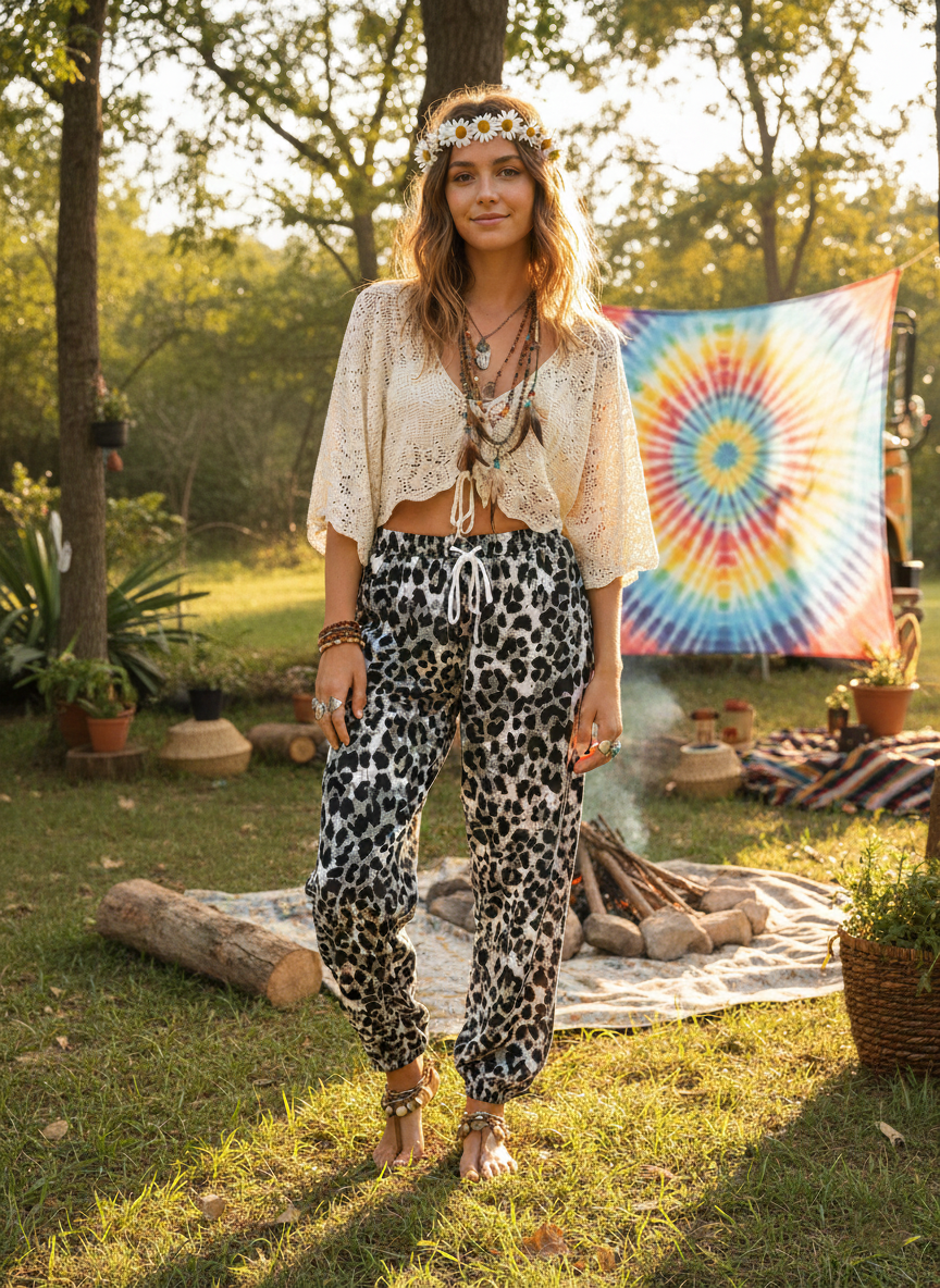 Zush Ladies Patterned Harem Hippie Pants with Pockets