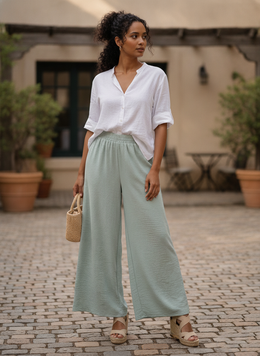 Zush Ladies Cotton Blend Wide-Leg Palazzo Pants