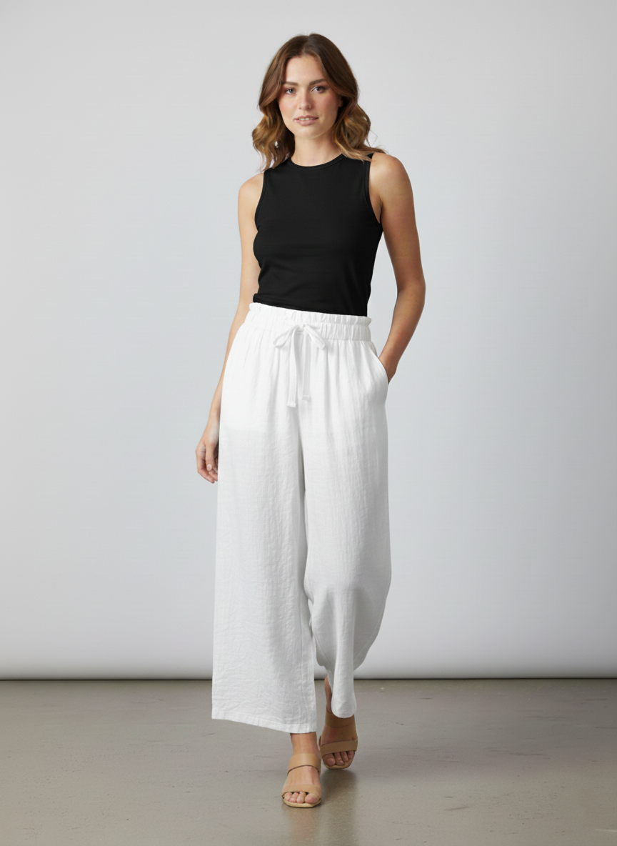 Zush Ladies Extra Wide Leg Linen Pants With Pockets