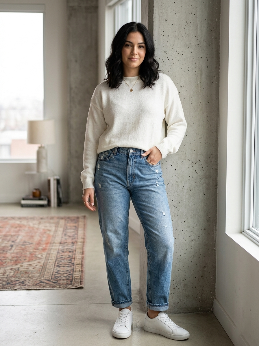 Zush Ladies Crew neck knit pullover sweater