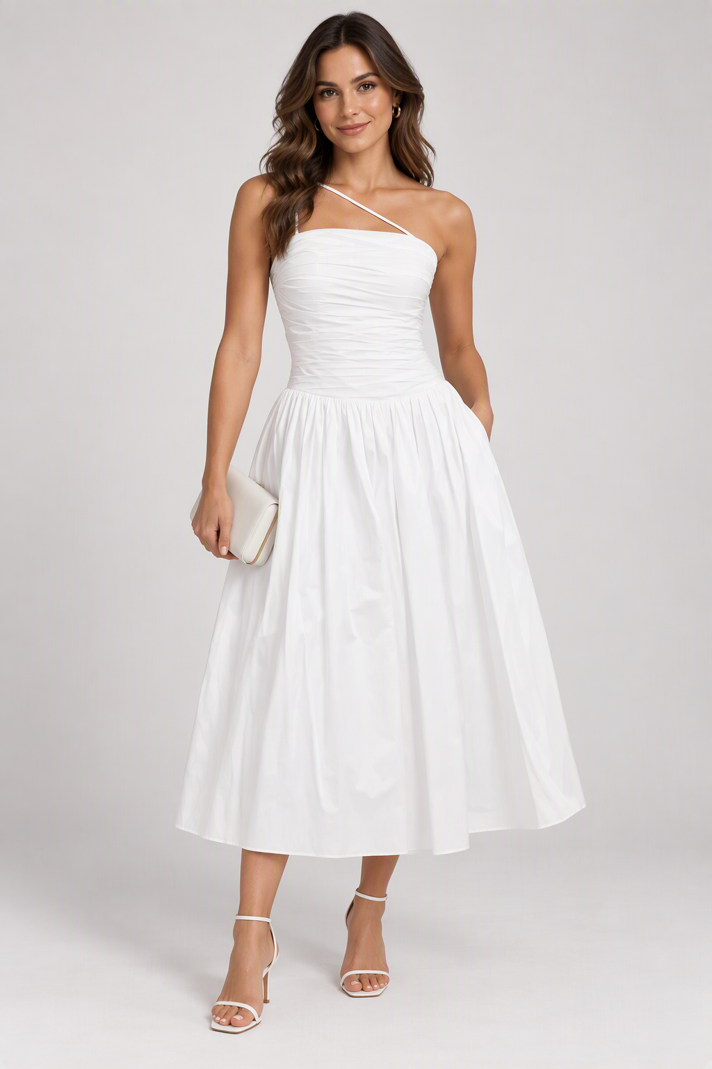 Zush Ladies Asymmetric Strap Ruched Dress